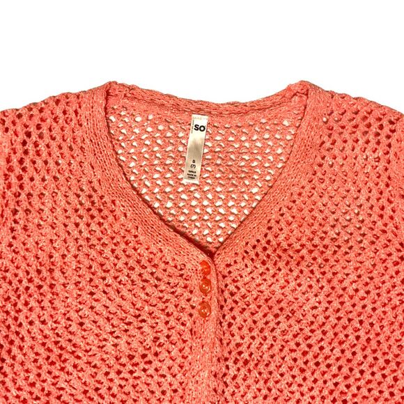 Girl's Crochet Cropped Cardigan Sweater Size S (7) Partial Button Closure - Picture 2 of 4